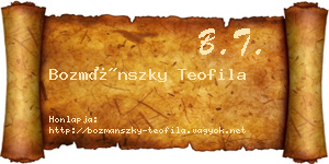 Bozmánszky Teofila névjegykártya